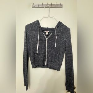 Dark heather gray cropped zip hoodie